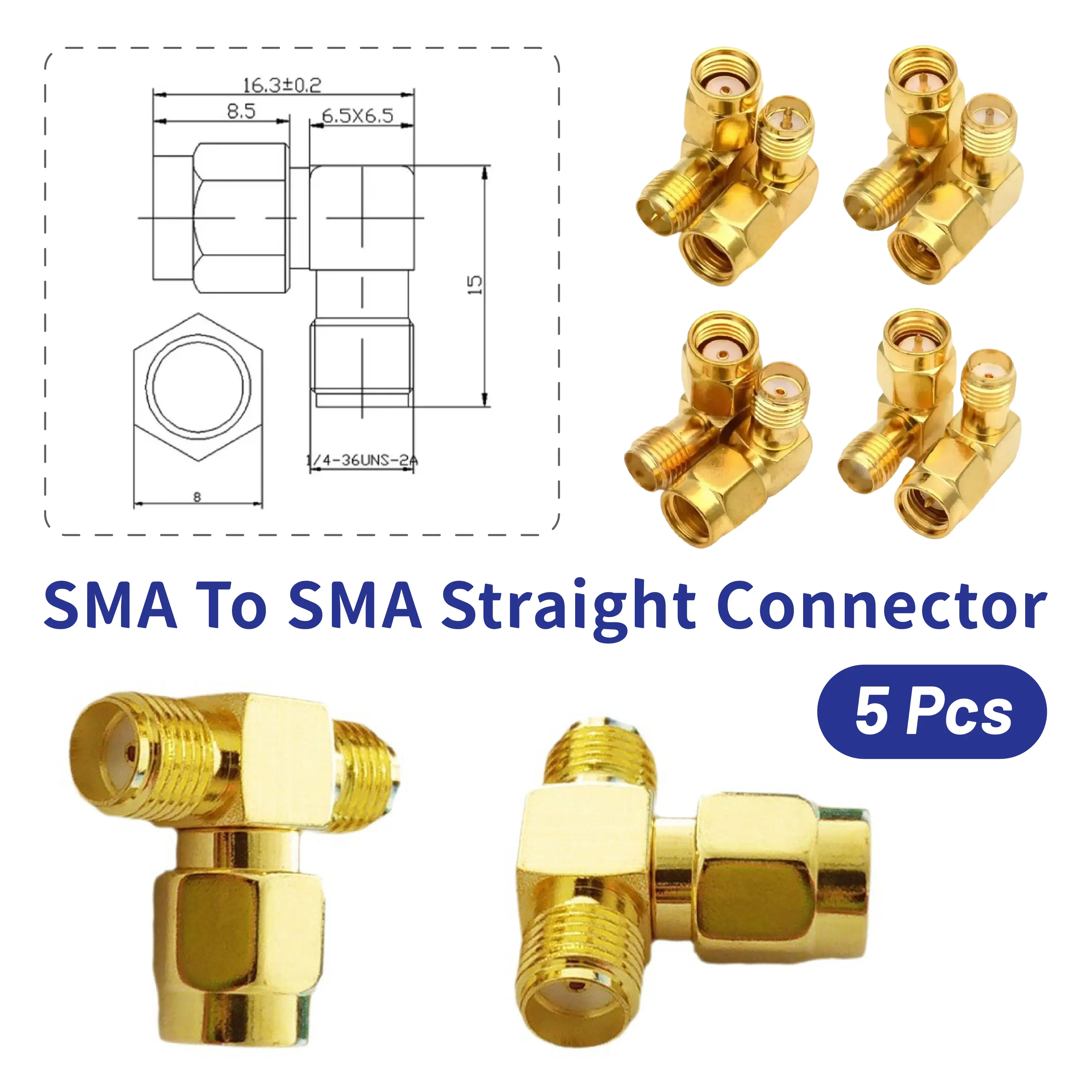 

SMA Adapter Male To Female Connector Straight 90 Degree Right Angle Gold Plated RF Coaxial RP SMA To RP-SMA