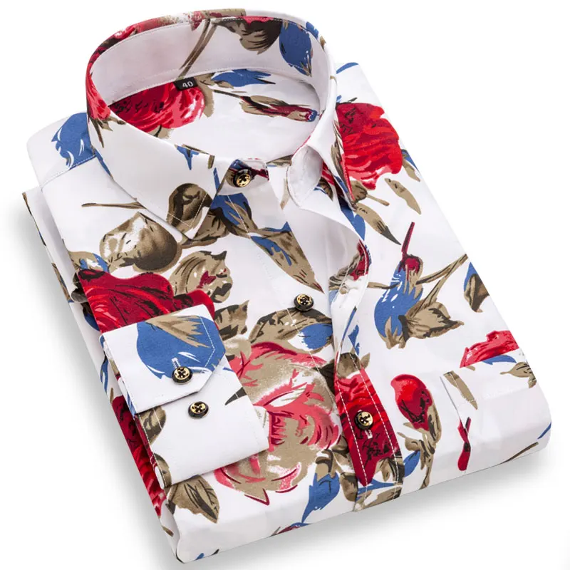 

Casual Printed Plaid Long Sve Men's irt Collar Stand Fit Youth Autumn Faion Regular Thin