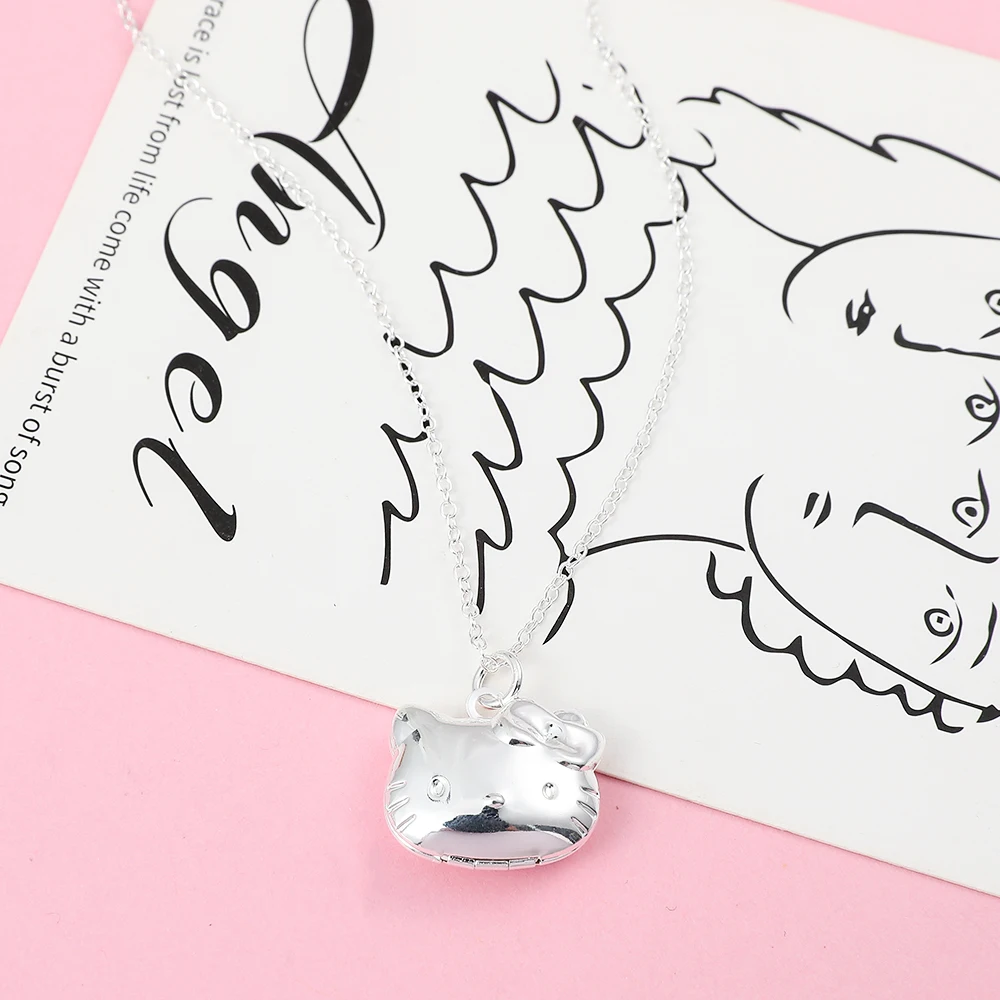 Hello Kitty Anime Cartoon Necklace Exquisite Cute Collarbone Chain Pendant Gift for Women Girls Commute Accessories