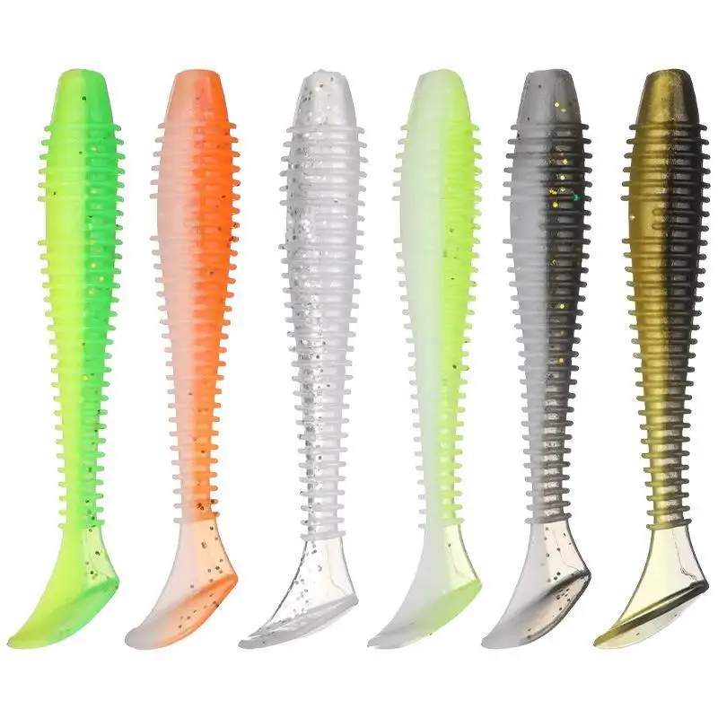 10Pcs Elastic Threaded Paddle Tail Soft Plastic Lures For Fishing Tackle