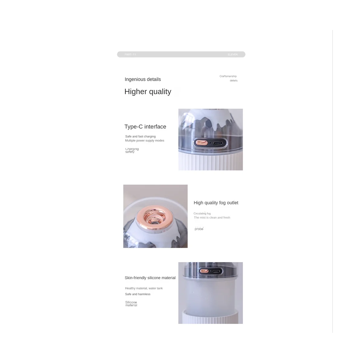 Portable USB Simulation Humidifier 300ML Aromatherapy Machine Humidifier Bedroom Atmosphere Lamp Household White