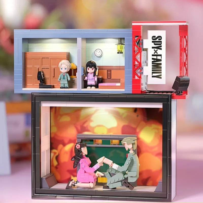 

Spy House Courtship Moment Assembling Building Blocks Cartoon Anime Ornaments Toy Model Holiday Gift