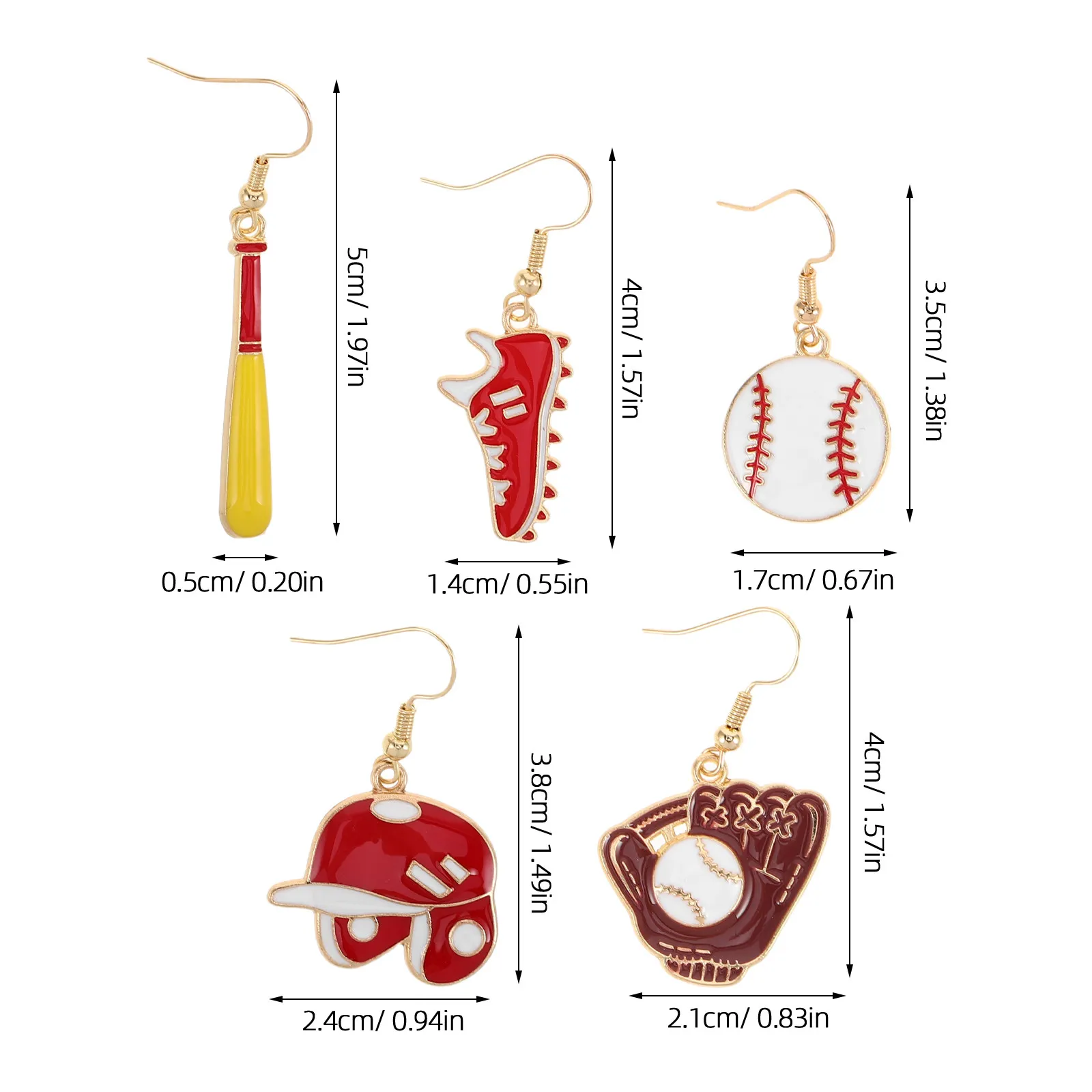 4 pair Earrings Women Dangle Jewelry 1 pair Party Halloween Christmas New Year Baseball Cap Ear Asymmetrical Earrings Cartoon