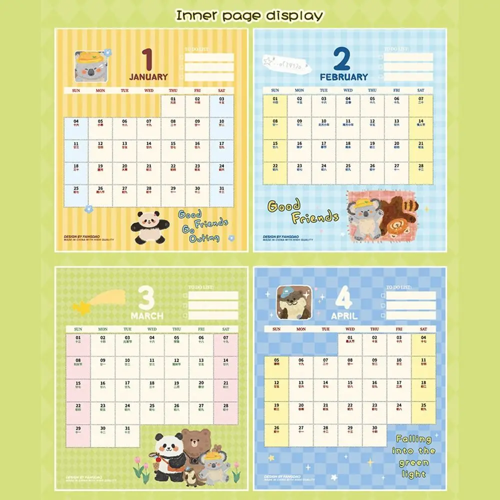 Cartoon Animals Theme 2026 Desk Calendar Memo Notes Coil Binding Tabletop Schedule One Month to View Monthly & Daily Planner