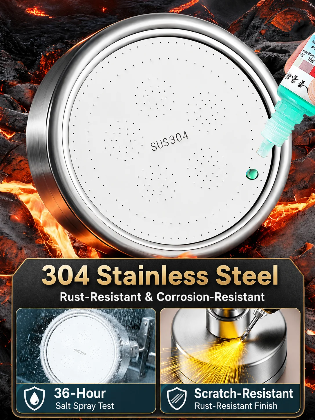 Stainless Steel Fixed Shower Head High Pressure Rainfall Top Spray Detachable Water Saving Showerhead for Bathroom Public Bath image 5