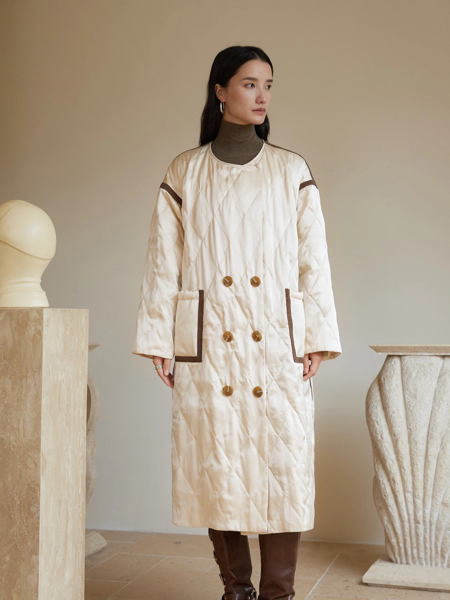 

Sis Marti, теплая зимняя легкая верхняя одежда из гусиного пуха, верхняя одежда Old Money Sle из шелковой ткани, длинное пальто све