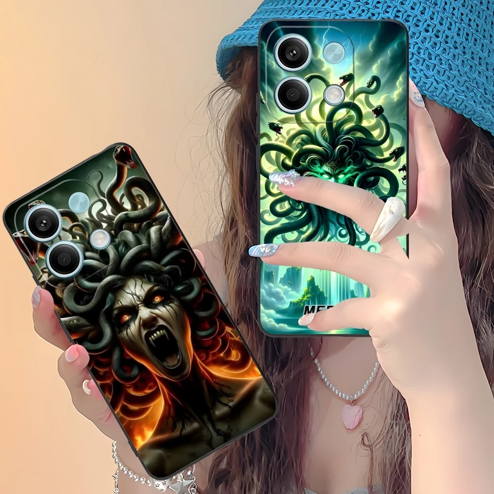 Medusa Snake Painting Mobile Cell Phone Case for Xiaomi Redmi Note 13 12 11 10 9 8 7 6 S A Pro Lite Plus 5G Black Cover Shell