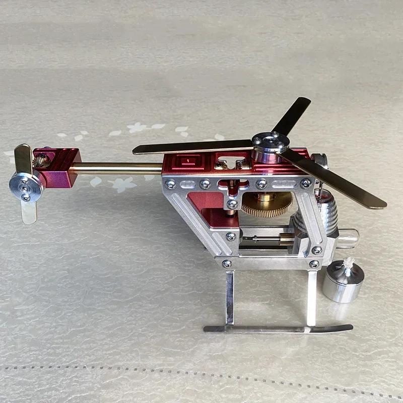 Y-förmiger Mini-Hubschrauber-Modellbausatz für Erwachsene, Metall-Heißluft-Stirlingmotor, angetriebener Motor, Generator, Kindergeschenk