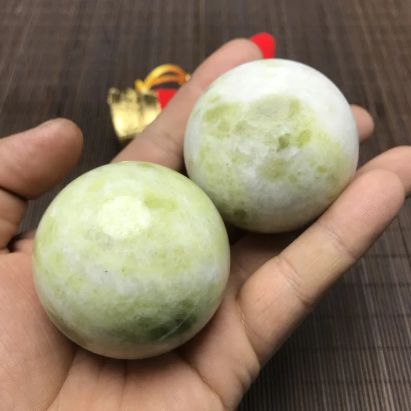 Brand New Natural Lantian Jade Fitness Ball Suit Yellow Green Elderly Health Care Ball Exercise Handball Wholesale Business Gift