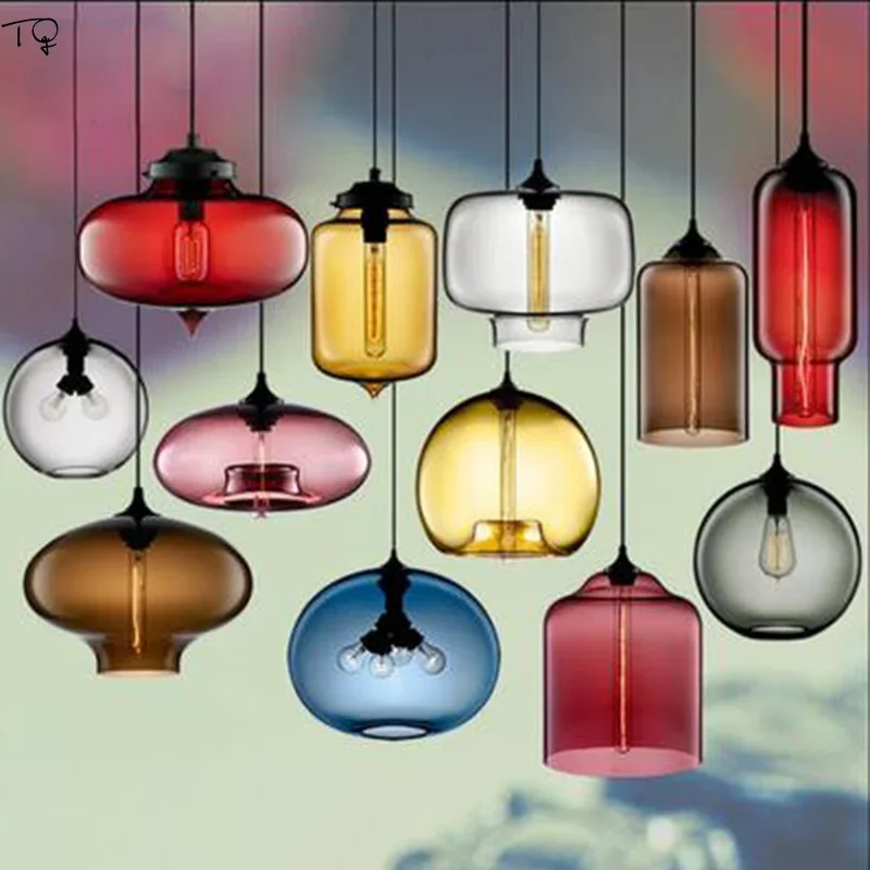 

Designer Macaroon Colorful Glass Pendant Light LED E27 Modern Light Fixtures Kitchen Island Dining/Living Room Restaurant Studio