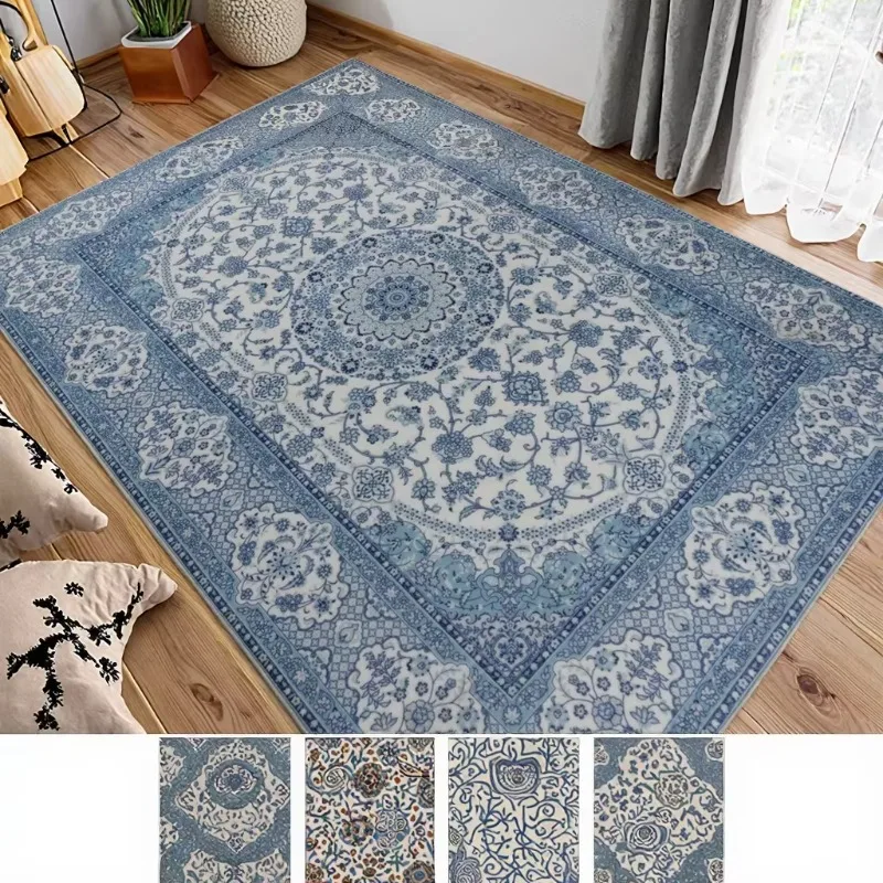 20mm Thick Polyester Fleece Persian Rug Printed Floral Carpet for Home Use