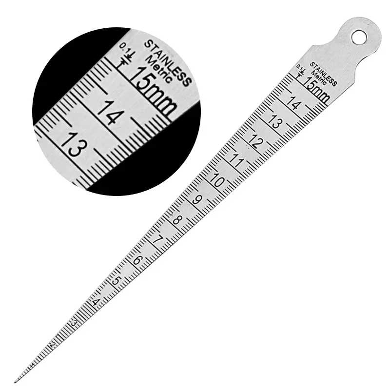 Taper Gauge Depth Gap Ruler Wedge Feeler 1-15mm Stainless Steel Hole Inspection