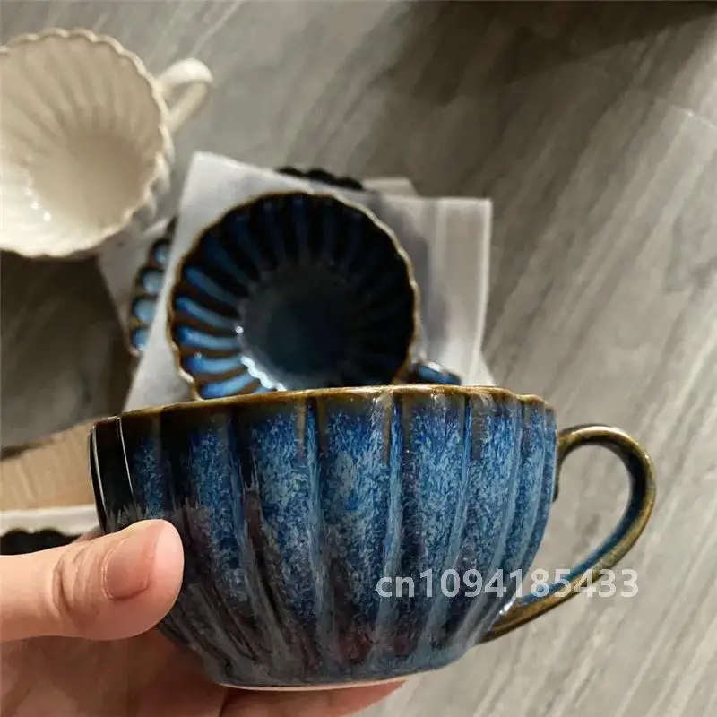 220ML Coffee Mug Cup Ceramic English Afternoon Tea Cup and Saucer One Set Porcelain Cup Breakfast Lemon Tea Milk Cups Coffeeware