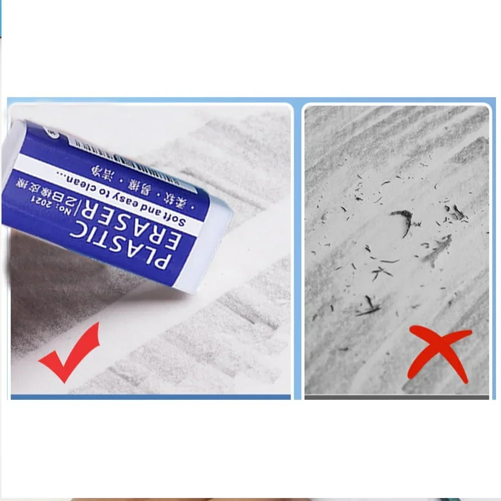 10-30Pcs Soft 2B Pencil Eraser PVC Plastic Rubber Eraser Sketches Paintings Fine Arts Eraser for School Office Drawing Sketches