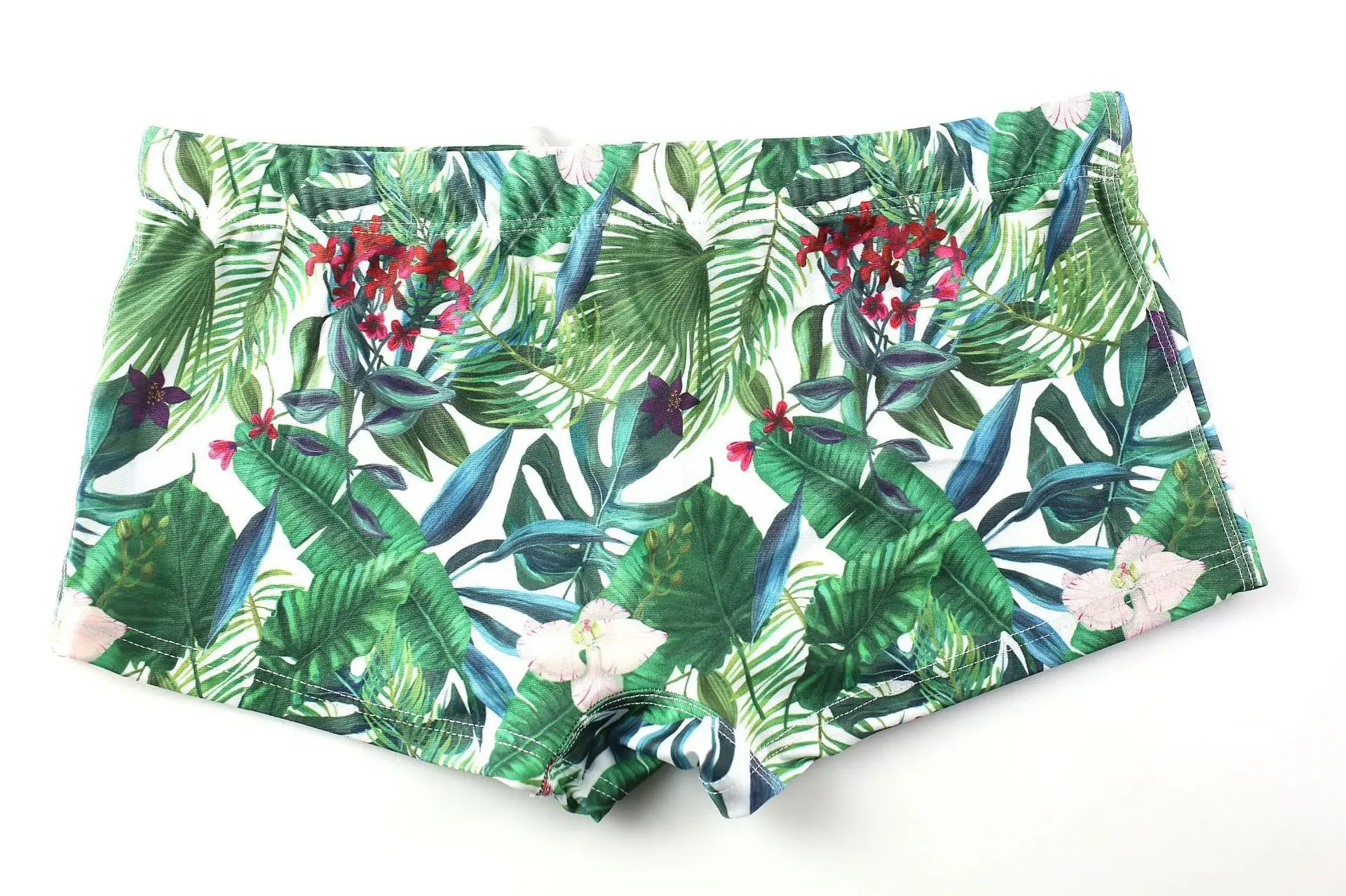 Men's Printed Swim Trunks Geometric Pattern Silky Smooth Quick Dry Drawstring Low Rise Sexy Swim Briefs Beach Pool Male Swimwear