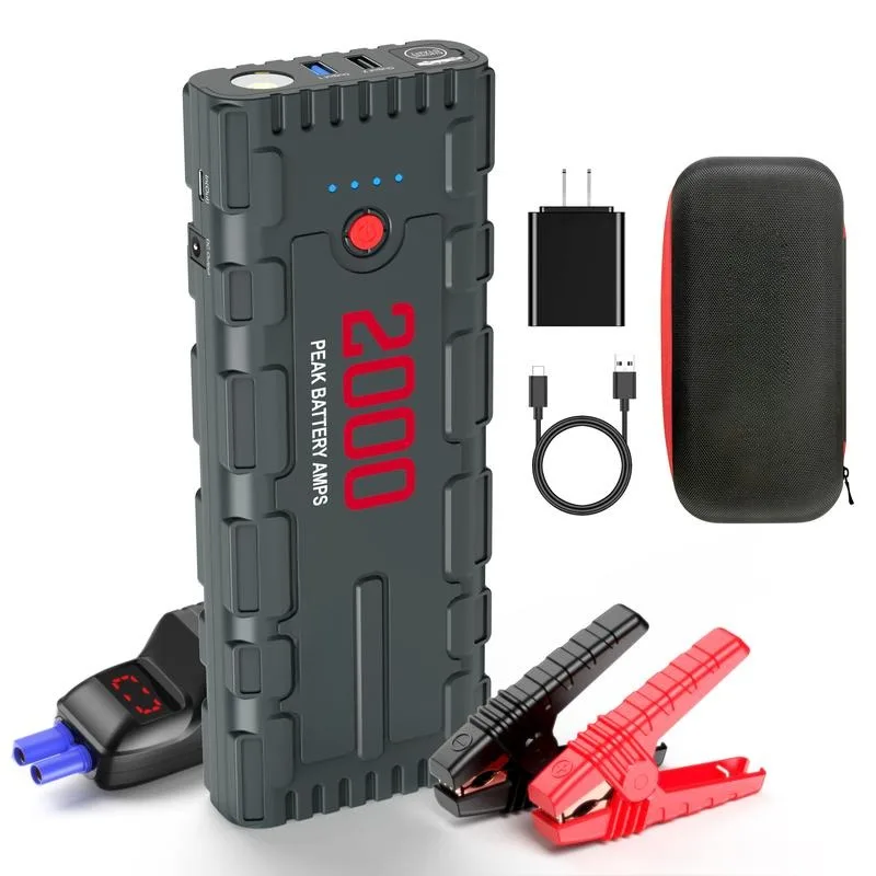 2000A Peak Car Jump Starter with USB Quick Charge 3.0 (Up to 7.0L Gas or 6.5L Diesel Engine), 12V Portable Battery Starter, Batt