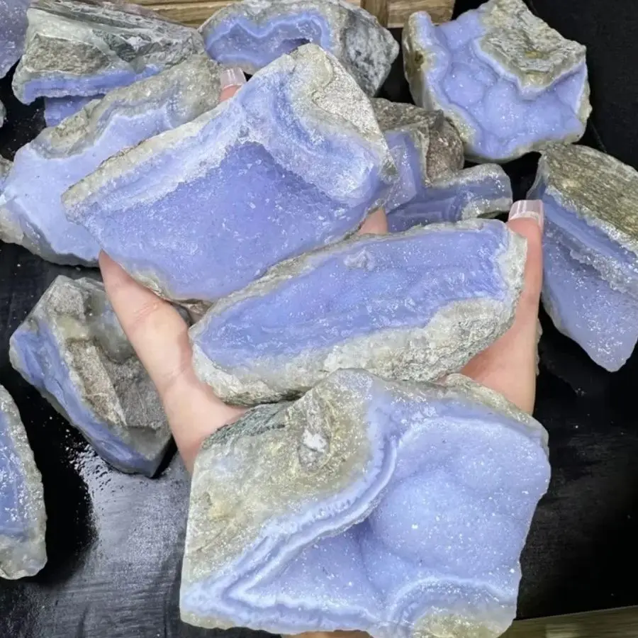 Natural Crystal Healing Meditation Irregularity Blue Lace Agate Freeform Crafts Raw Stone for Gift for Home Decoration