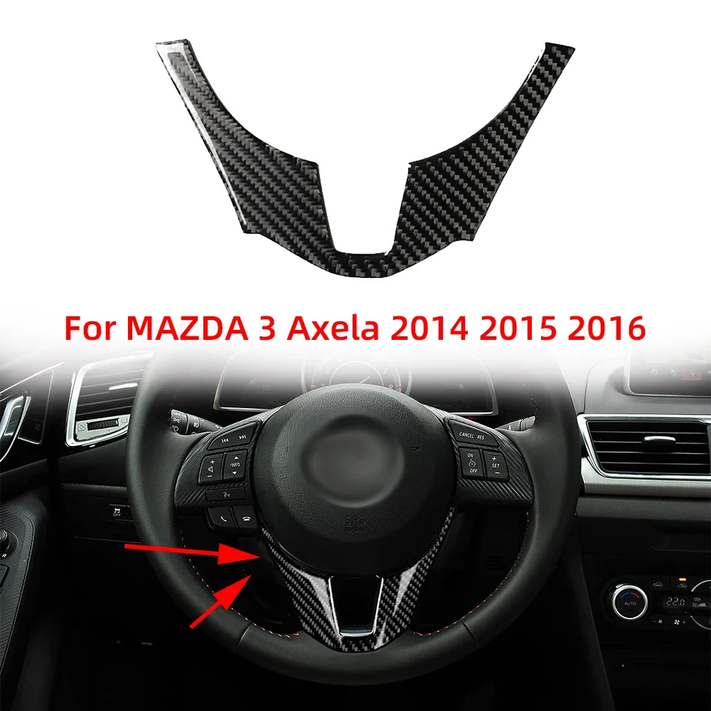 

Carbon Fiber ABS Car Steering Wheel Trim Cover For Mazda 3 Axela BM BN 2014 2015 2016 Interior Moulding Decorative Trim