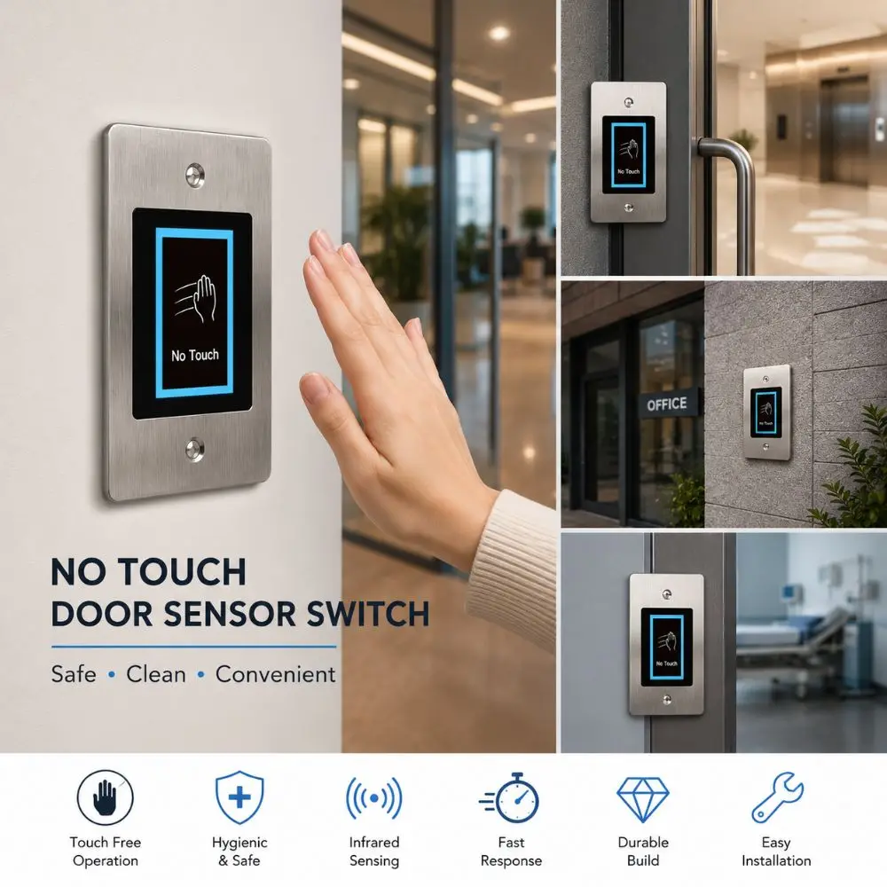 Modern DC 10-24V Door Access Control LED Indicator Durable Touchless Exit Button Touch Free IR Exit Button Home Security System