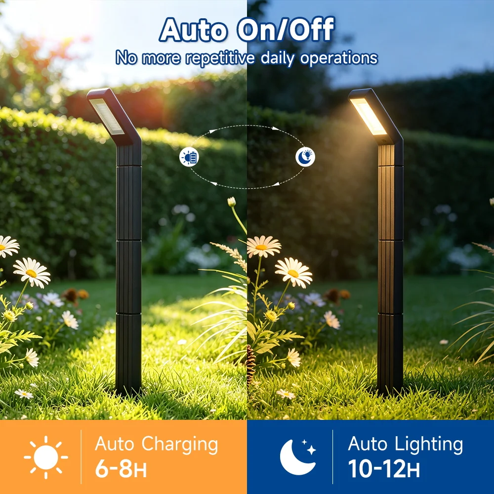 2-in-1 Solar Lawn Light 3 Color Changing LED Garden Light Waterproof 430/635/845mm Outdoor Pathway Landscape Lamp With Switch