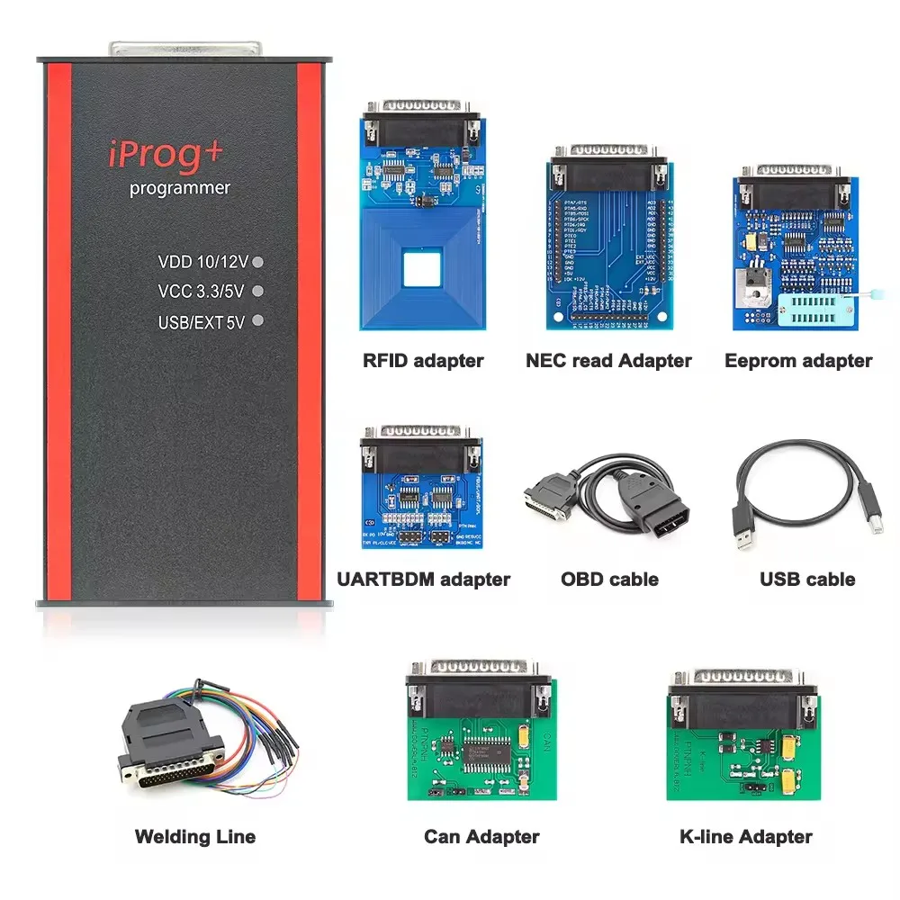 2023 Iprog Pro Full V89 with 7/11 Adapters Support Eeprom IMMO/KM/Radio /Airbag Reset Dashboard IPROG+ ECU Key Programmer Tool