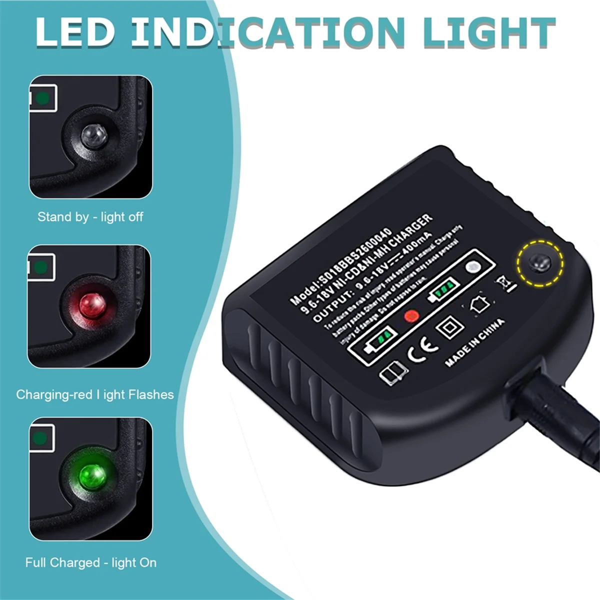 Ładowarka akumulatorów litowo-jonowych szybkie ładowanie dla Black Decker 9.6V-18V Ni-CD akumulator Ni-MH elektronarzędzia wtyczka EU