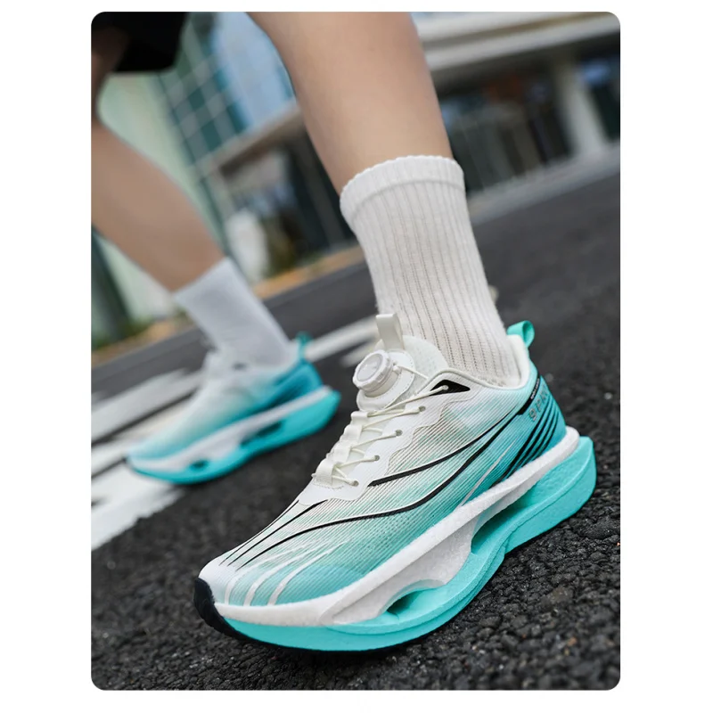

Sports and leisure shoes, men's shoes, marathon oversized air cushioned shoes, fly woven all season rubber, wear-resistant, anti