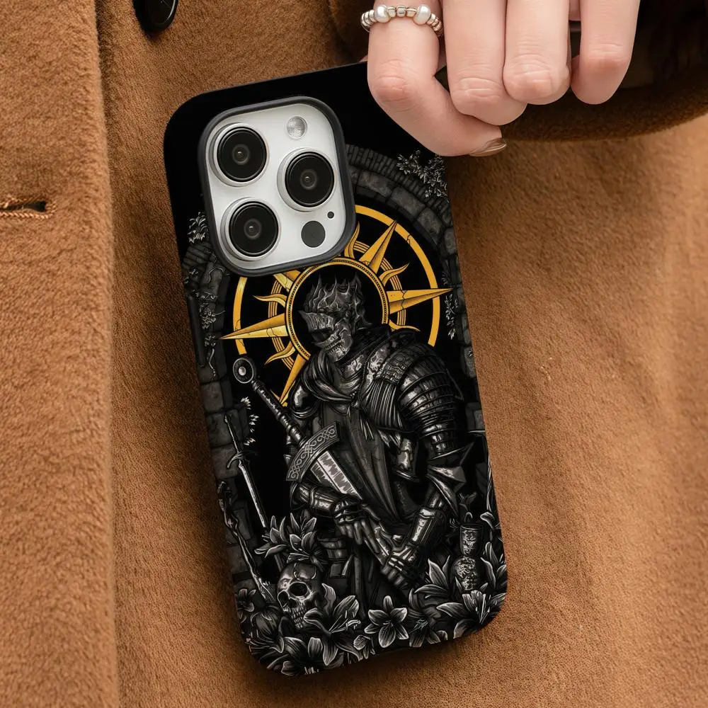 

Dark Souls Phone Case For iPhone 16 15 14 13 12 11 Pro Max Plus Glossy HD Double-Layer Liquid Back Film Hard Shell