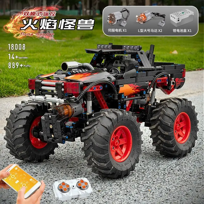 Mold King 18008 Flame Monster Off-Road Arrampicata Auto TelecomandoAPPEducational Puzzle Piccole Particelle Building Block Giocattolo Modello
