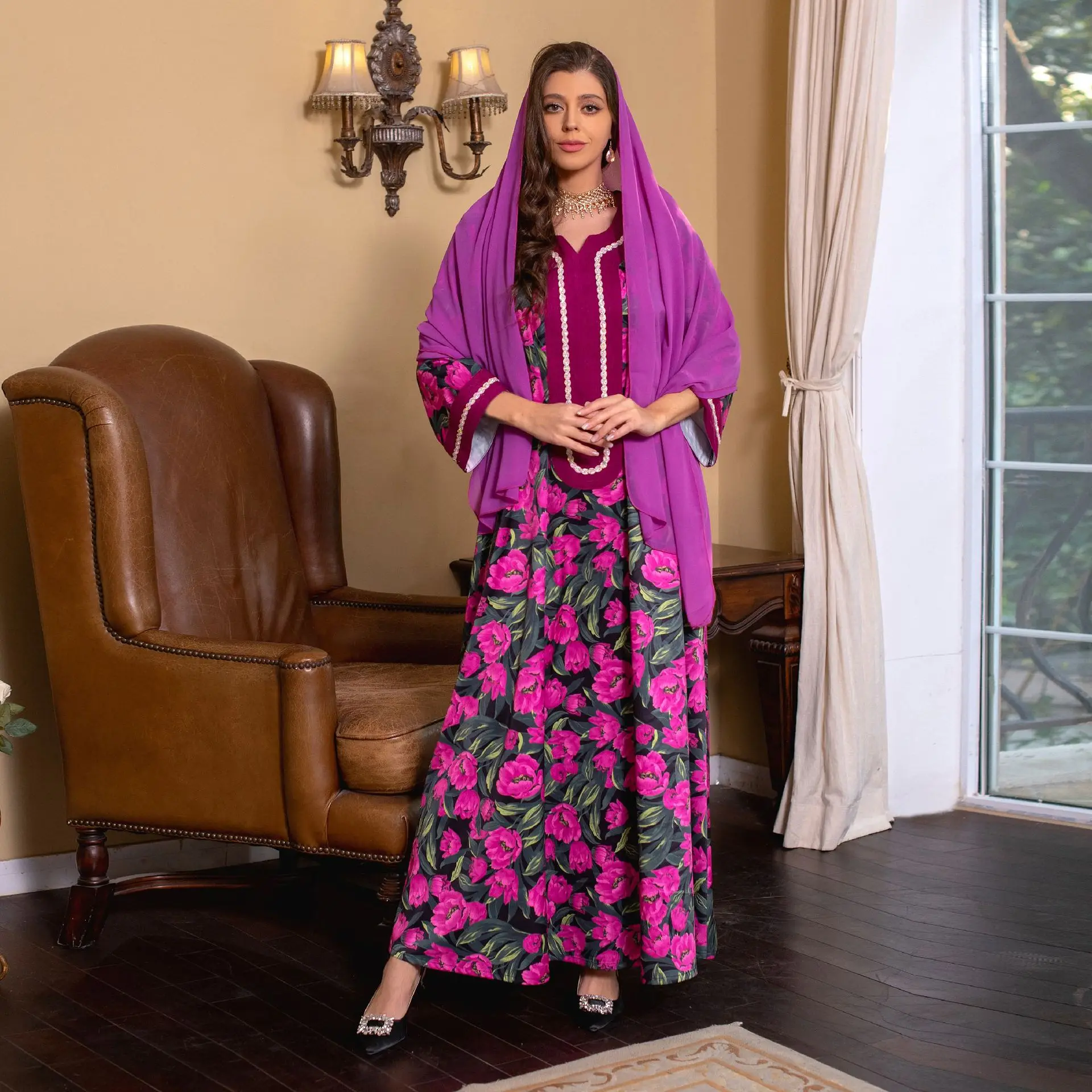 

Jalabiya Hijab Dress Muslim Abaya Dubai Turkey Printed African Long Dresses for Women Spring Islamic Clothing Vistidos Musulmana