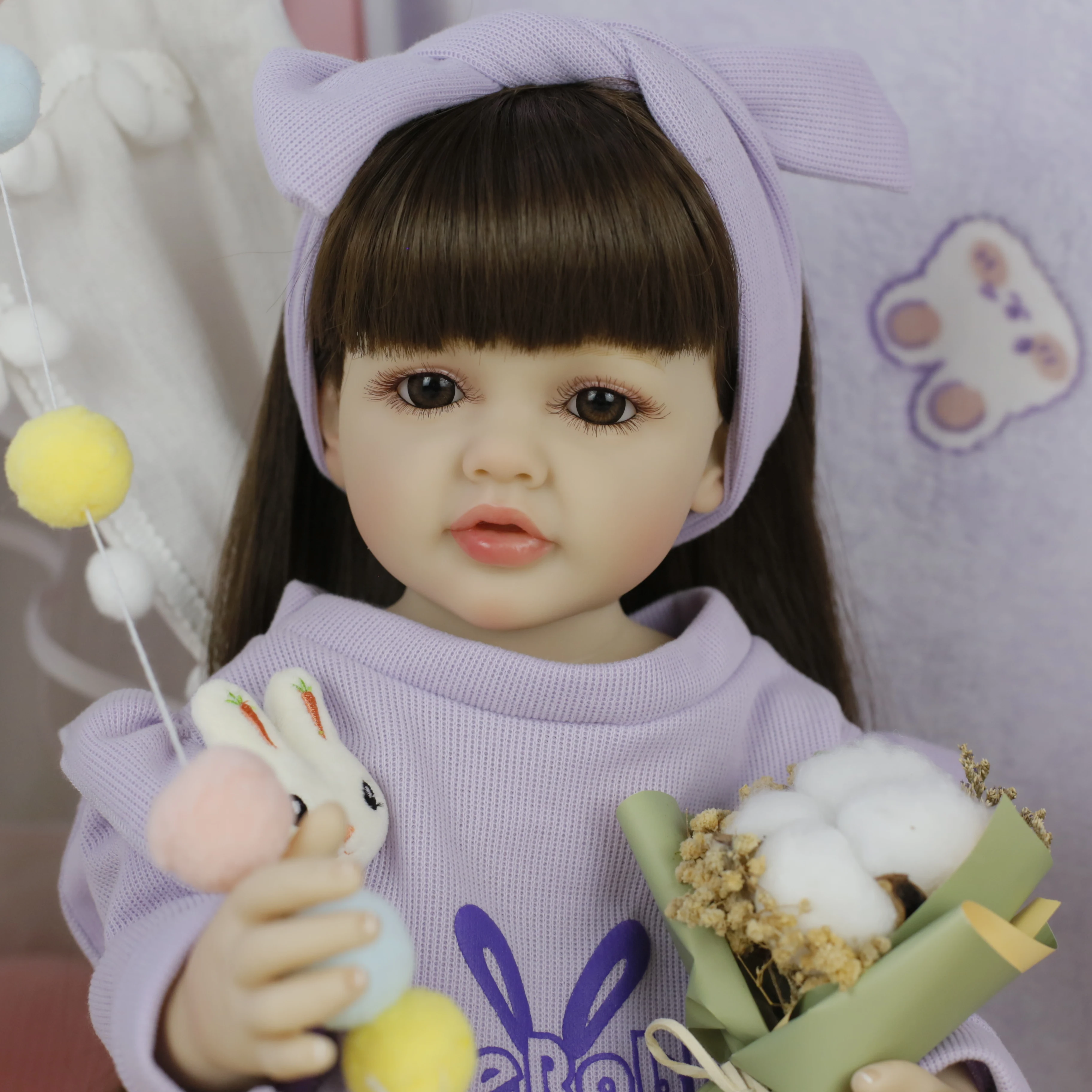 ตุ๊กตาเด็กทารกเบ็ตตี้รีบอร์น 55 ซม. ฝาแฝดเด็กผู้หญิง ตุ๊กตาซิลิโคนไวนิลกันน้ำทั้งตัว เจ้าหญิงผมยาว ของขวัญคริสต์มาส