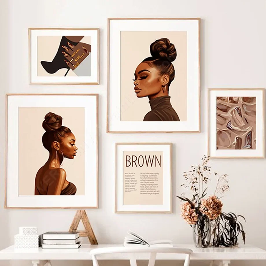 Afro Girl Nails Iced Coffee Black Brown People Quotes Wall Art Canvas Painting Posters And Prints Picture For Living Room Decor