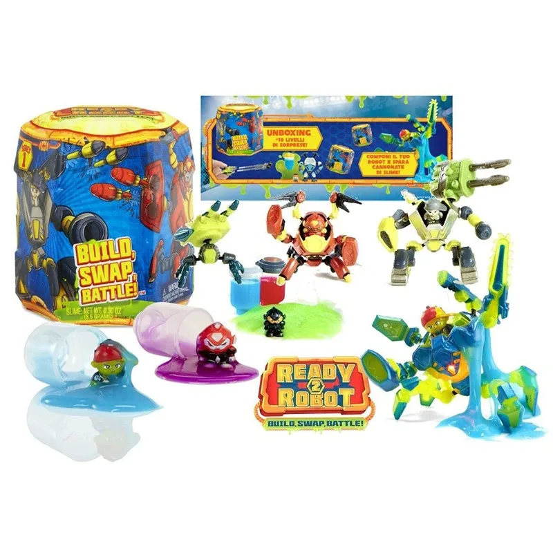 

Ready Robots Pilot Figures with Slime Weapons Mystery Build Swap Battle Robot Toy Assembled Ready2Robots Blind Box Toy Gifts