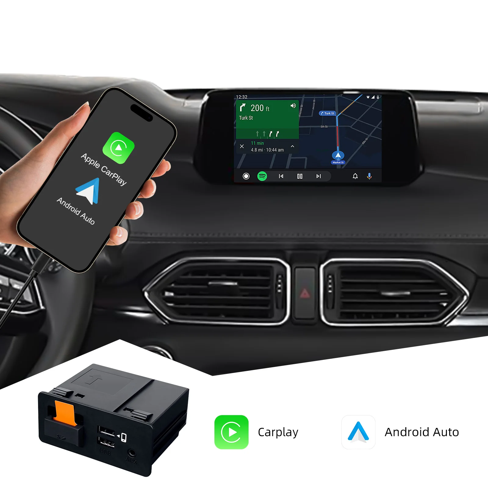 EzoneTronics OEM Hub Retrofit Kit For MZD Connect System Compatible with Mazda 2/3/6/CX3/CX5/CX9/Fit for Carplay & Android Auto