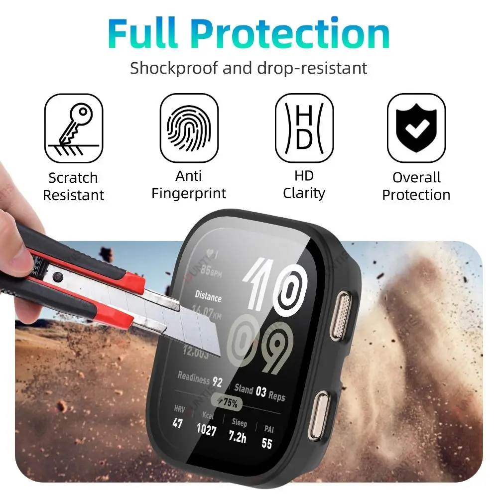 Защитная пленка для экрана с полным покрытием, закаленное стекло, жесткий чехол для ПК с защитой от царапин и пленкой, бампер для Amazfit Bip 6.