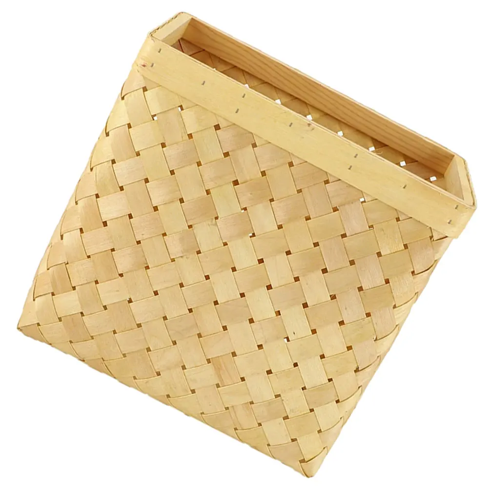

Japanese Trash Can Woodchip Storage Organizer For Home Bedroom Beige Vintage Garbage Woven Dustbin Rectangular Waste