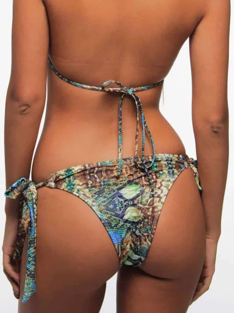 Sexy Snake print Halter Bikini 2024 Women Swimsuit Female Metal Chains Swimwear Two Pieces Bikini set Bather Bathing Suit Swim