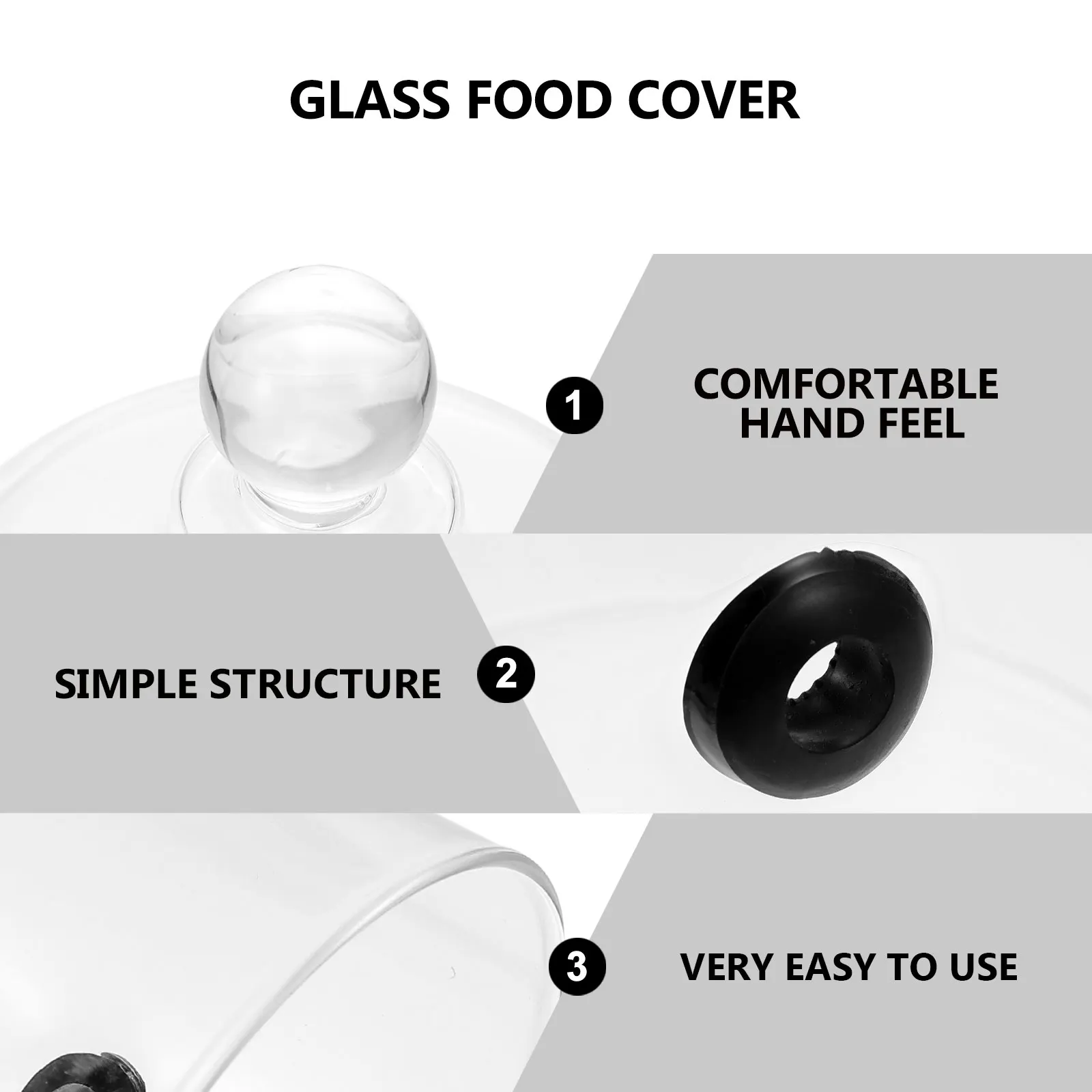 

1Pcs Food Glass Cover Smoke Protective Lid for Cake Bread Dessert Snack Kitchen Use Convenient Glass Food Cover