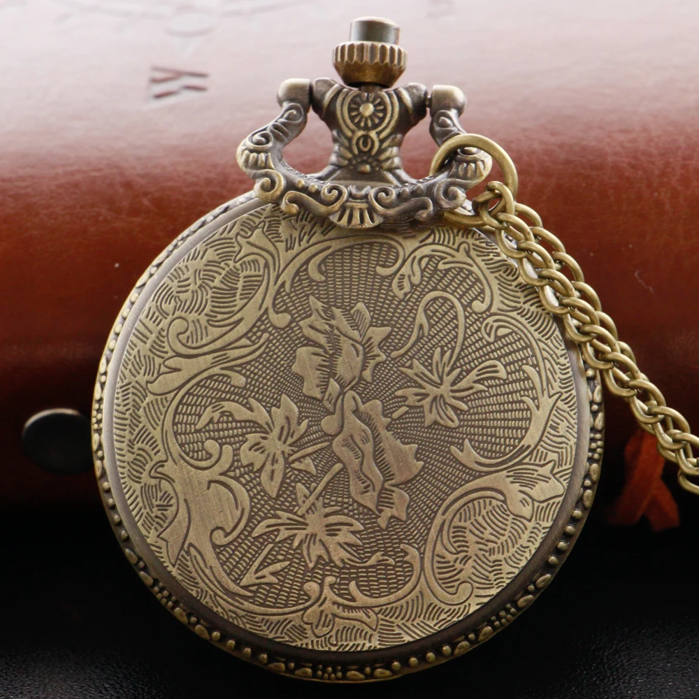 Classic Double-Wing Aircraft Sculpture Digital Quartz Pocket Watch Vintage Watch Case Necklace Pendant Clock Chain Men's Women's