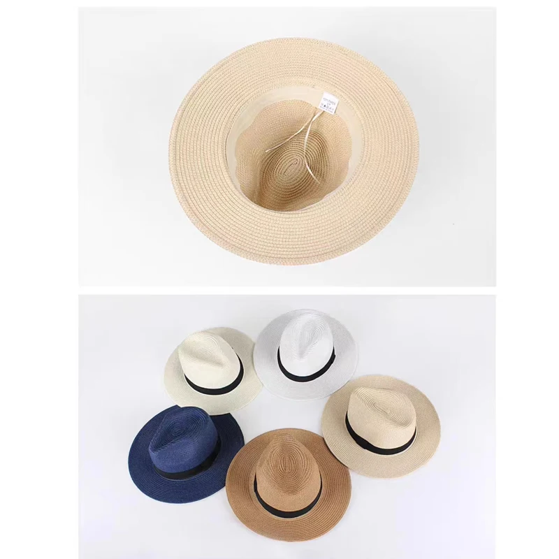 Große Größe 56-58 59-60 cm Neue Natürliche Panama Stroh Hut Sommer Männer Frauen Breite Krempe strand UV Schutz Fedora Sonnenhut Großhandel – Detail 33