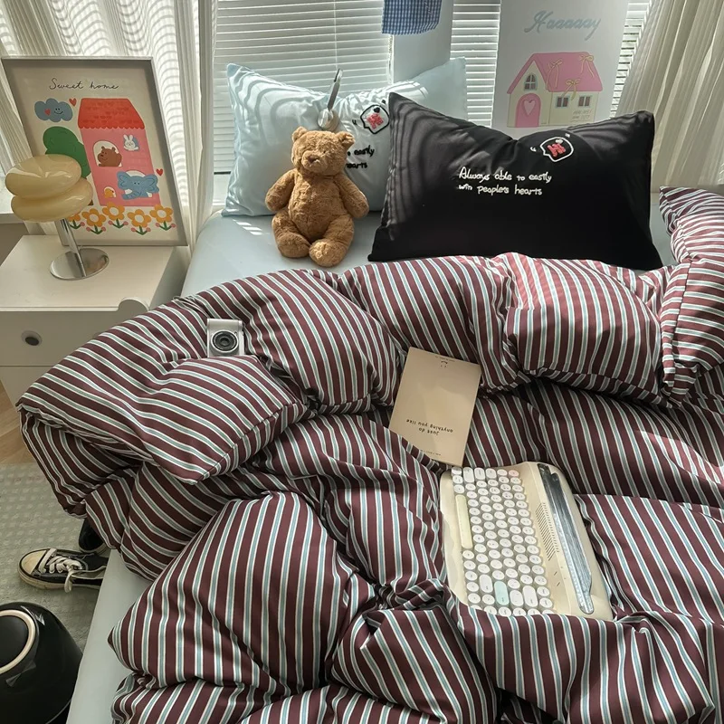 Nordic Striped Printed Duvet Cover 1 Pcs Simple Cozy Quilt Cover for Dorm Home Premium Colorfast Soft Bedding for All Seasons