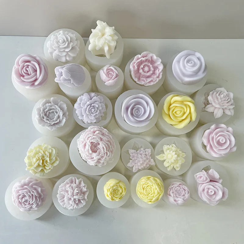 Romantic Rose Flower Candle Making Tool Tulip Resin DIY Soap Silicone Mold Lotus Chocolate Peony Cake Decor Valentine\'s Day Gift