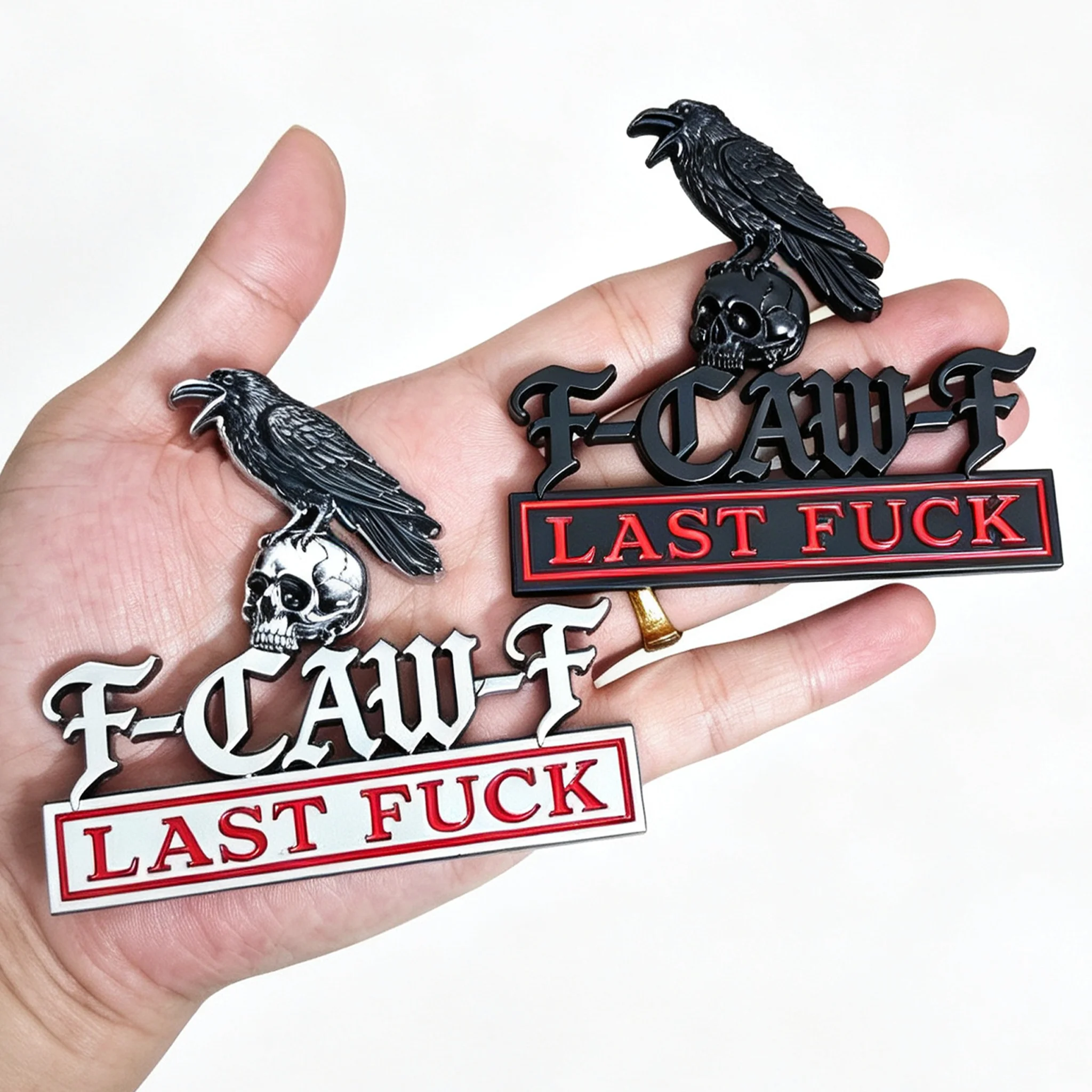 3D Metal Raven Skull Emblem Badge for Motorcycle Gothic Style Decal Compatible with Harley Davidson Road King Street Glide Touri