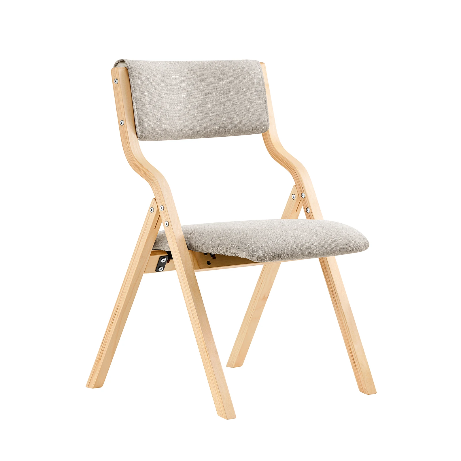 SoBuy FST40-HG Bürostuhl, Klappstuhl aus Holz gepolstert, ergonomisch für Küche und Esszimmer, faltbar & platzsparend, fertig montiert, ideal für Küche, Balkon und Büro, Grau
