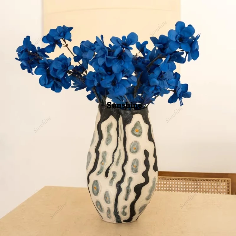 French clay handmade flower ware living room restaurant hotel clubhouse dried flowers high-end home art ornament