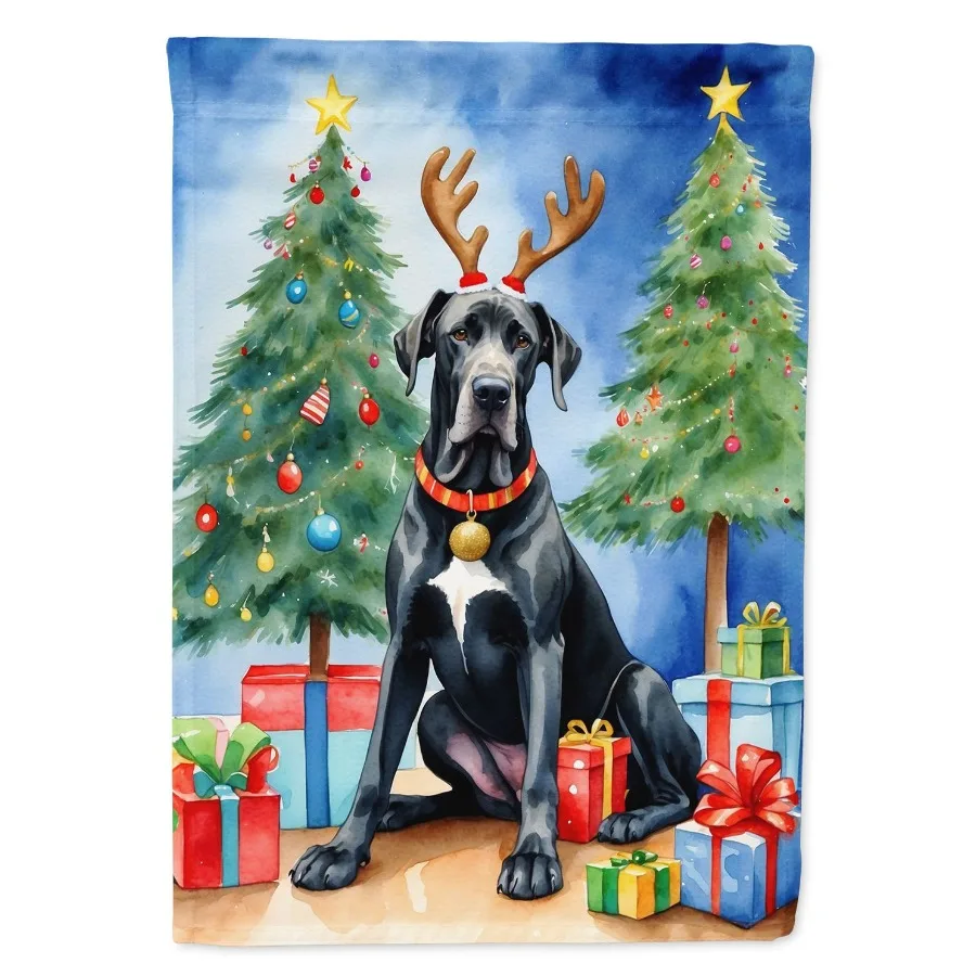 

Черный Великий дога, Рождественский олень, садовый флаг, почтовый ящик, флаг, дративный двор, флаг, баннер, снаружи патио, произведение искусства, двор, цветочные кровати Ga