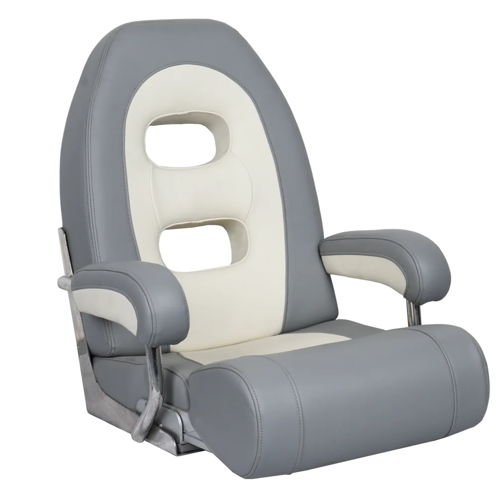 

STLF Premium Marine Grade Vinyl Flip-Up Boat Seat with Seat Cover Premium Captain's Bucket Seat for Fishing/Pontoon Boats