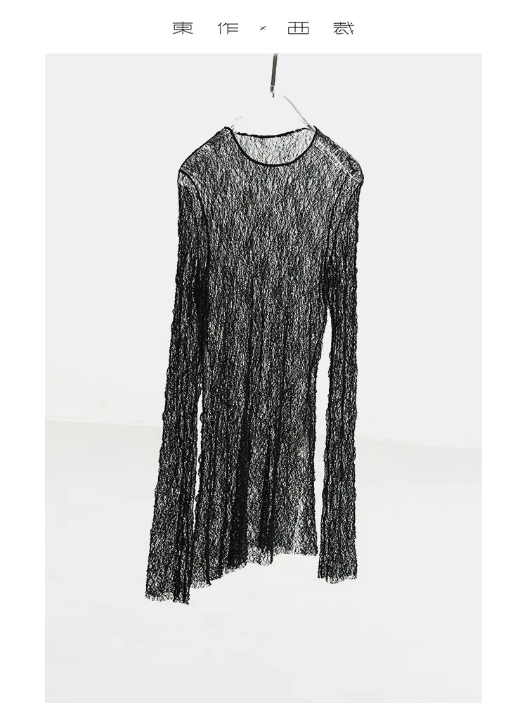 

Designer Style ~ Women's Black Cut Out Blouse Lace Outer Wear Sexy Slim Top Summer 2025