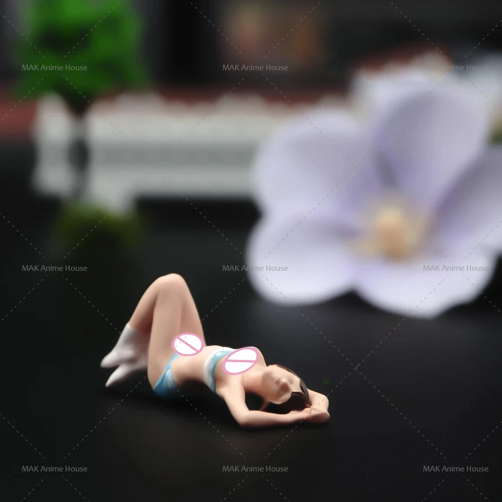 

Printed Miniature 1/64 1/43 Bikini Swimsuit Lying Girl Beach By The Sea Painted Diorama Figure Model Creative Photography decor