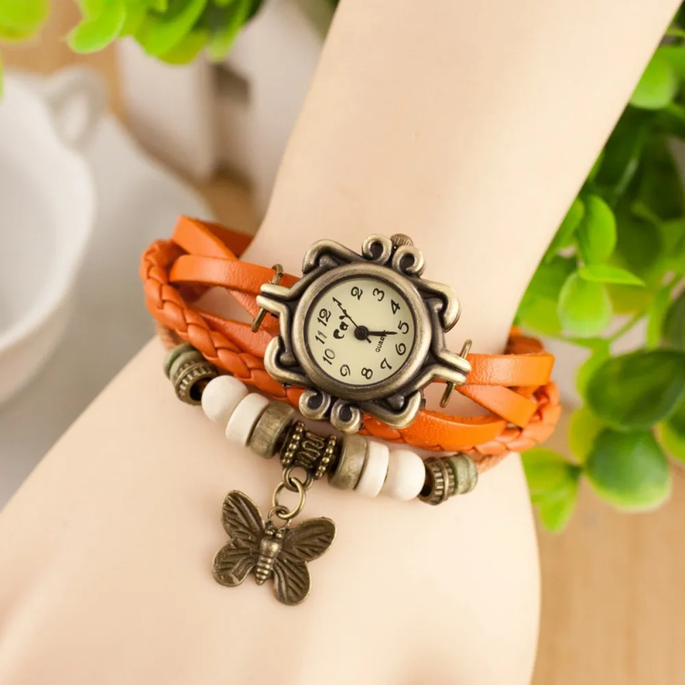 New Women's Watch Retro Leather Bracelet Tree Leaf Decoration Wrist Watch Ladies Quartz Watch Relogio Feminino